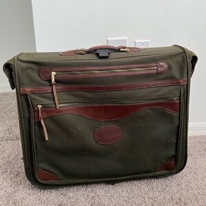 Vintage Orvis Battenkill Canvas & Leather Rolling Garment Bag Travel Luggage 22”